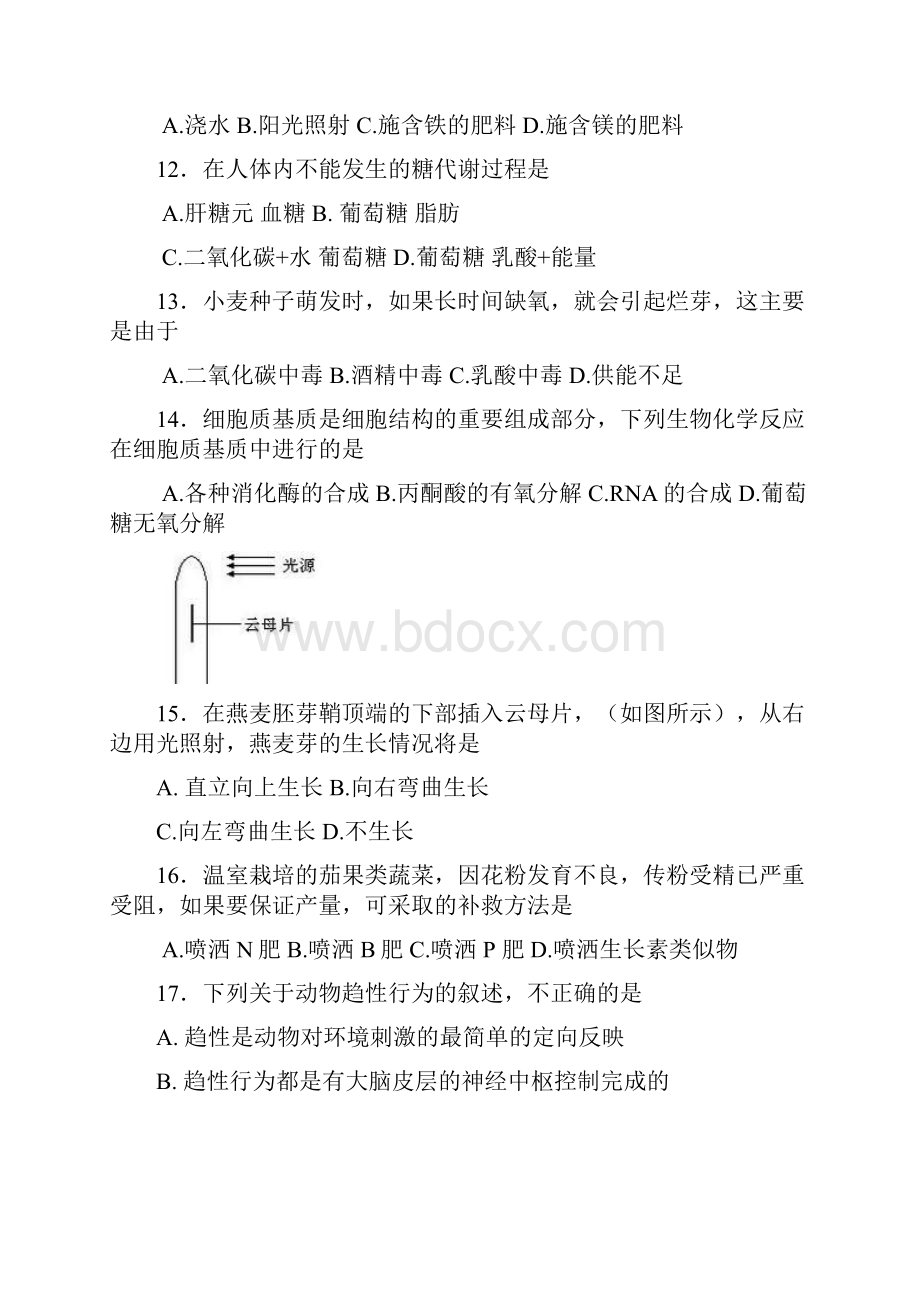 全国中学生生物学联赛山东省预赛试题卷.docx_第3页