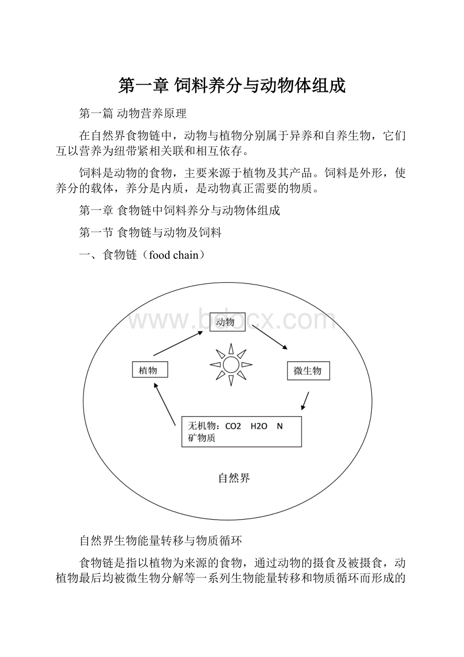 第一章饲料养分与动物体组成.docx