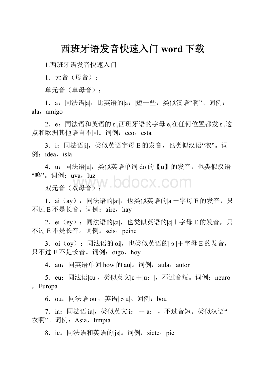 西班牙语发音快速入门 word下载.docx