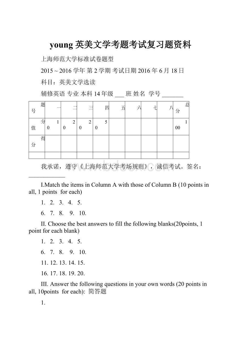 young英美文学考题考试复习题资料.docx_第1页