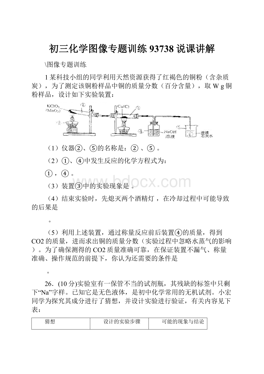 初三化学图像专题训练93738说课讲解.docx