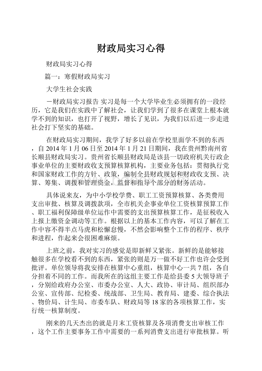 财政局实习心得.docx