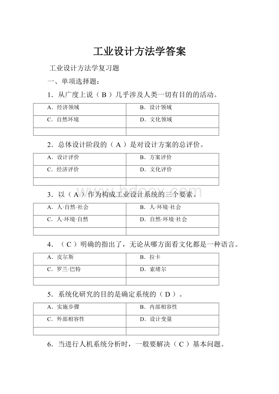 工业设计方法学答案.docx_第1页