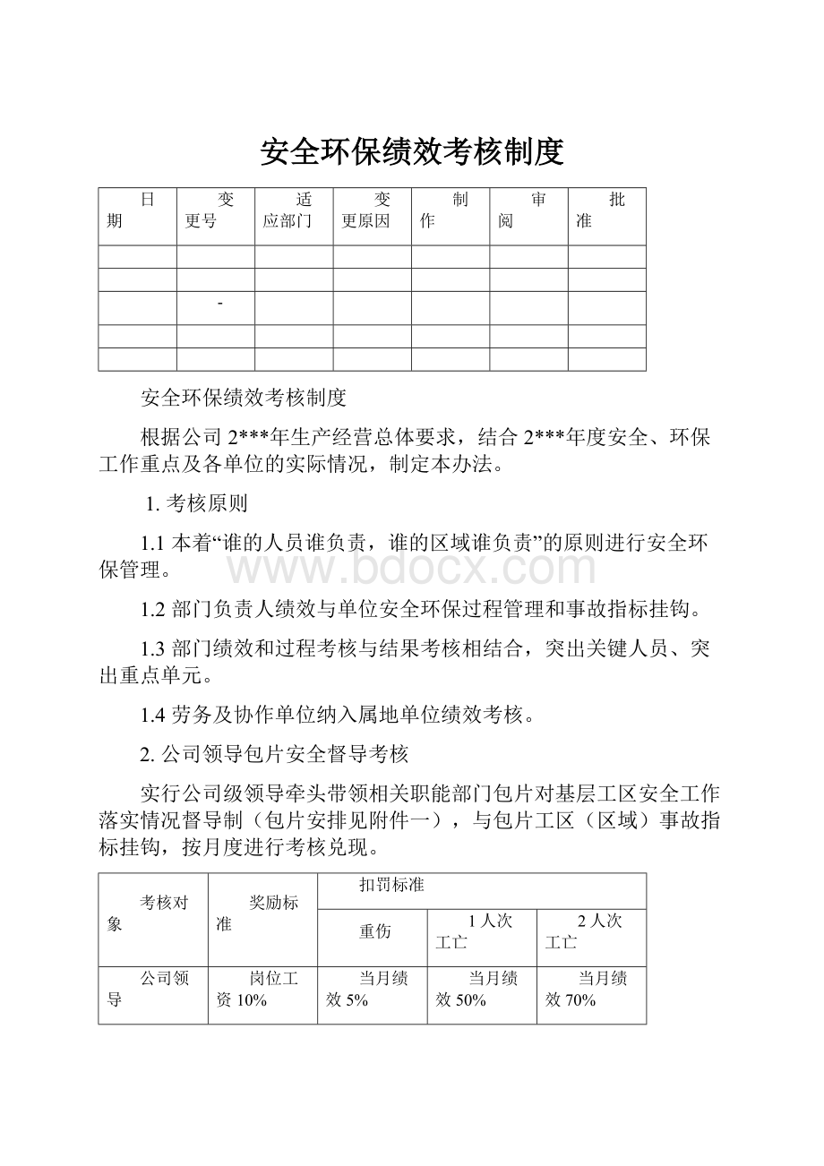 安全环保绩效考核制度.docx_第1页