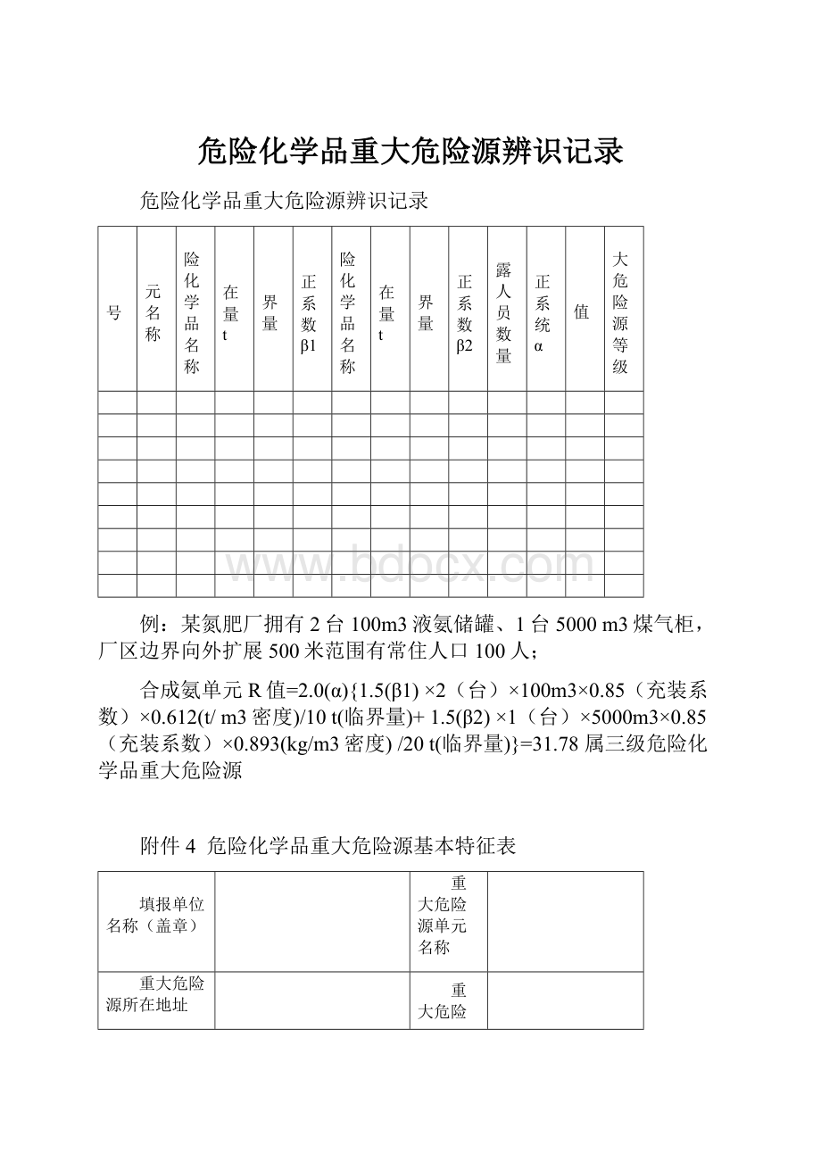 危险化学品重大危险源辨识记录.docx