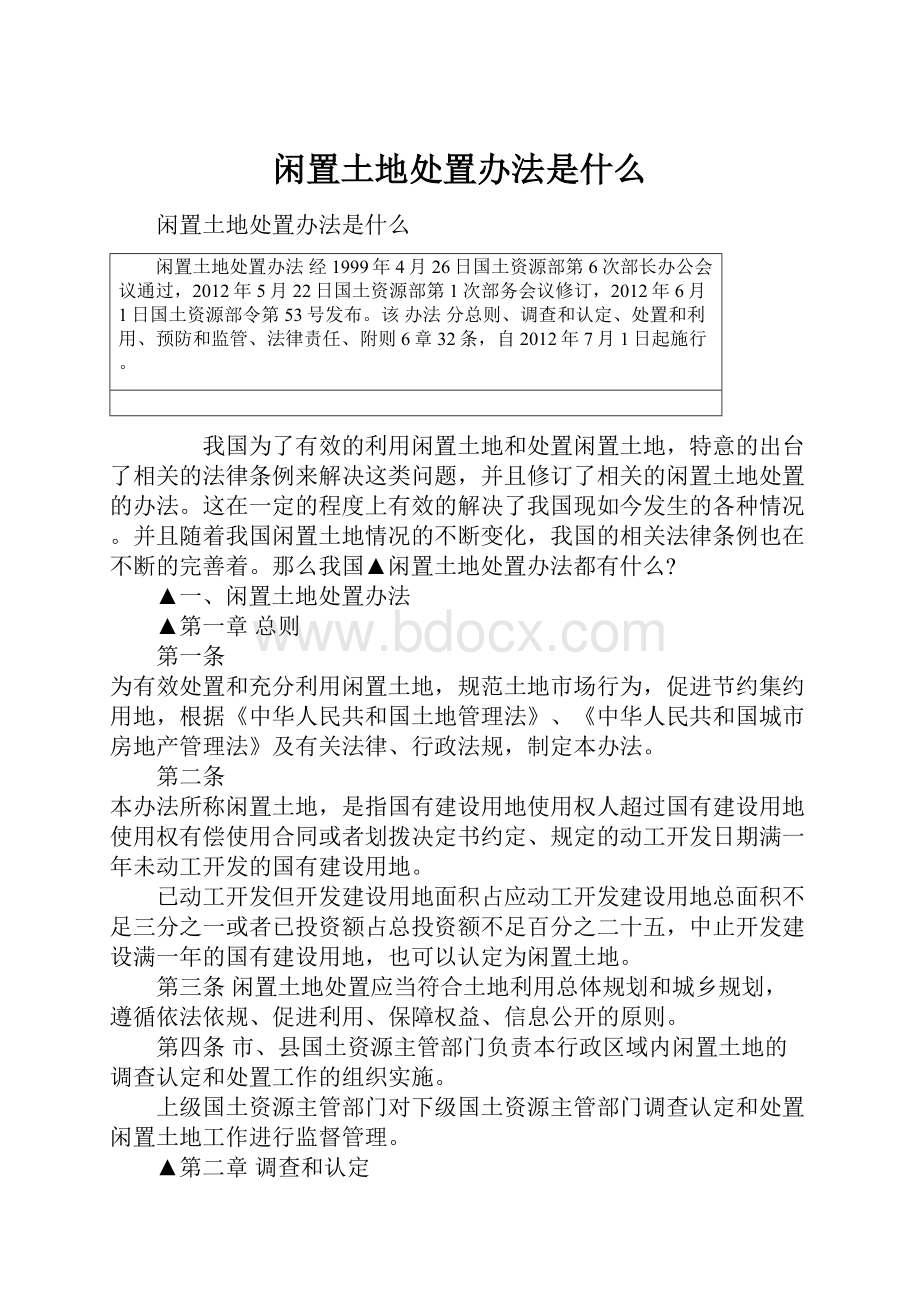 闲置土地处置办法是什么.docx_第1页