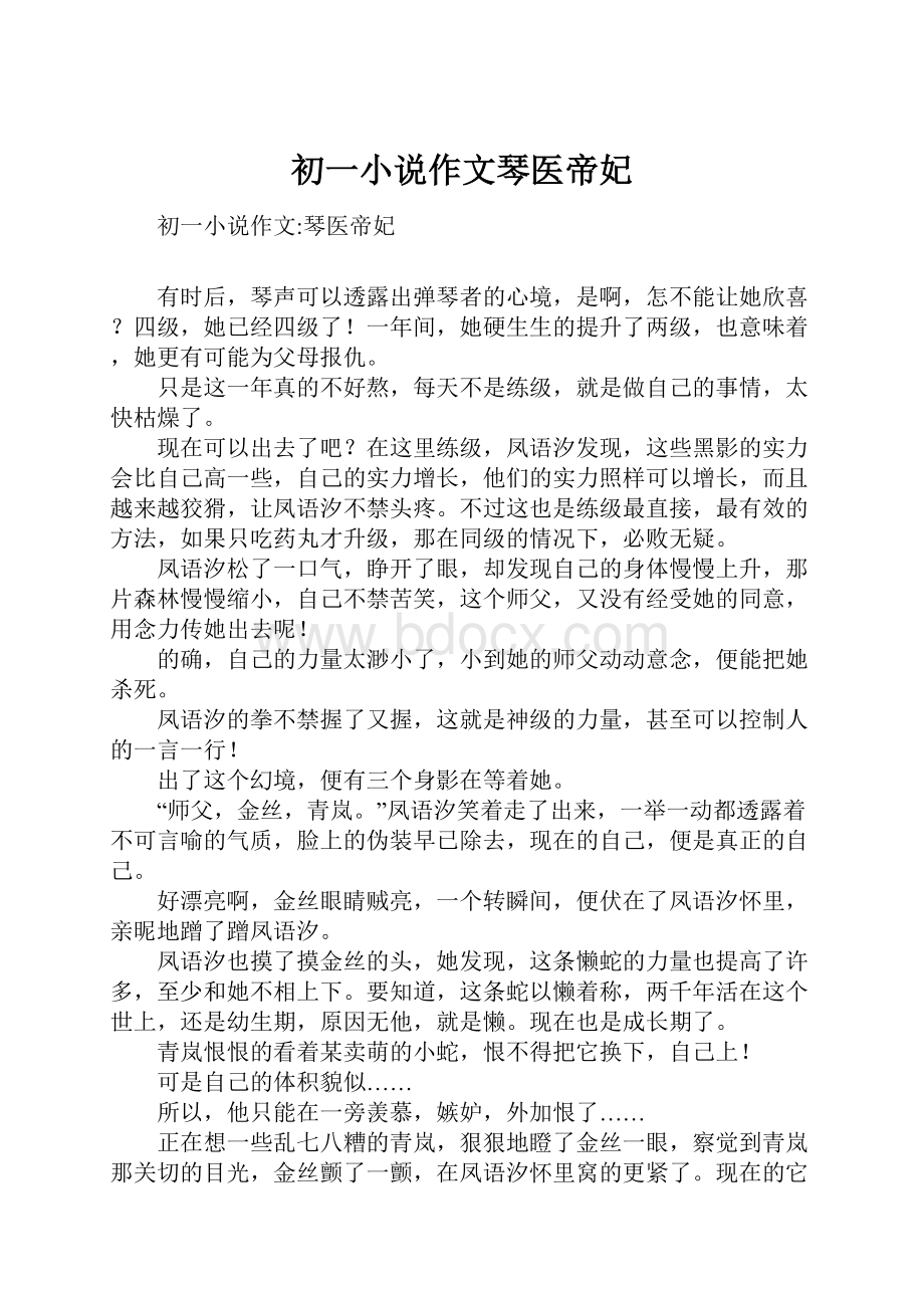 初一小说作文琴医帝妃.docx