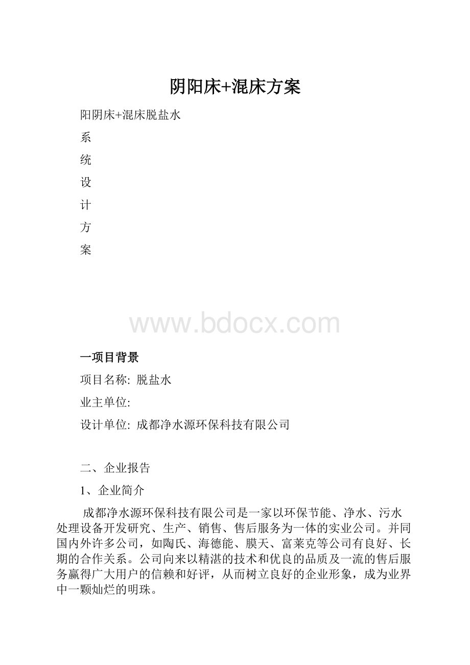 阴阳床+混床方案.docx