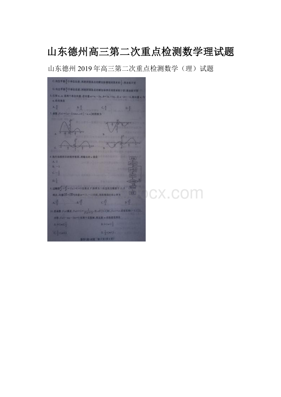 山东德州高三第二次重点检测数学理试题.docx