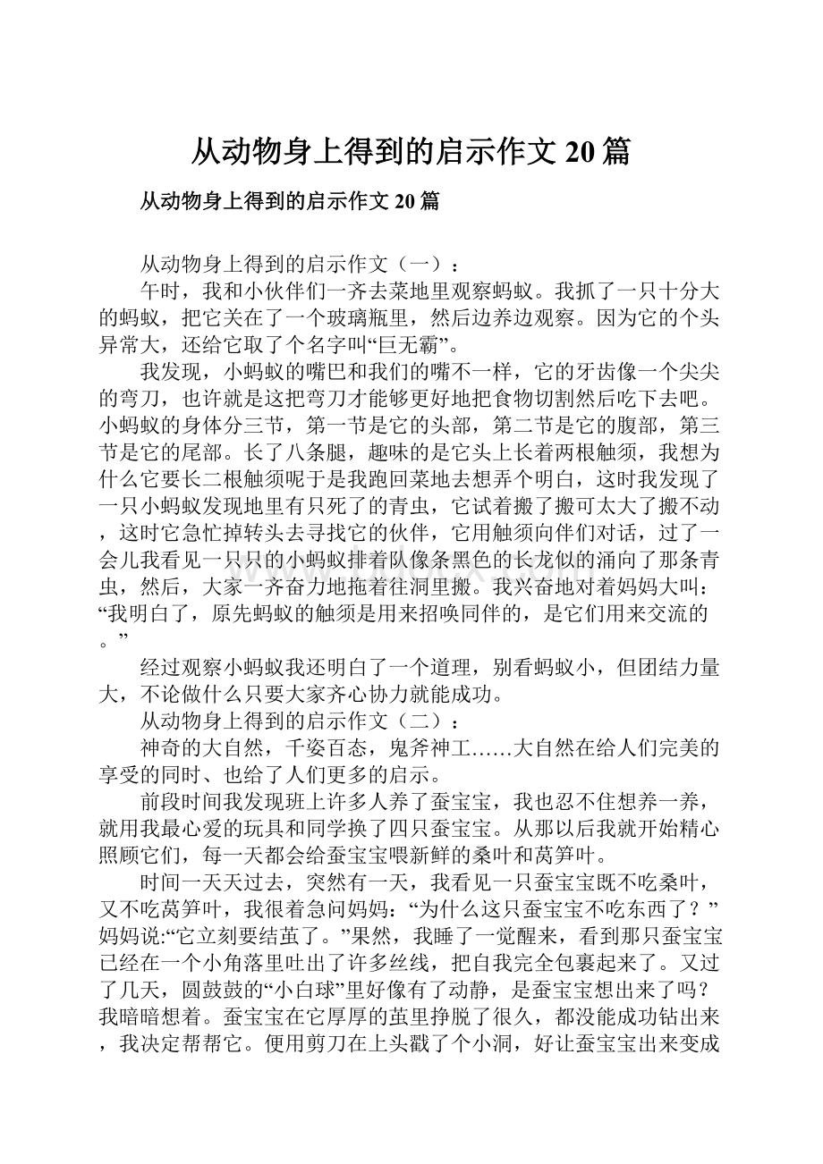 从动物身上得到的启示作文20篇.docx