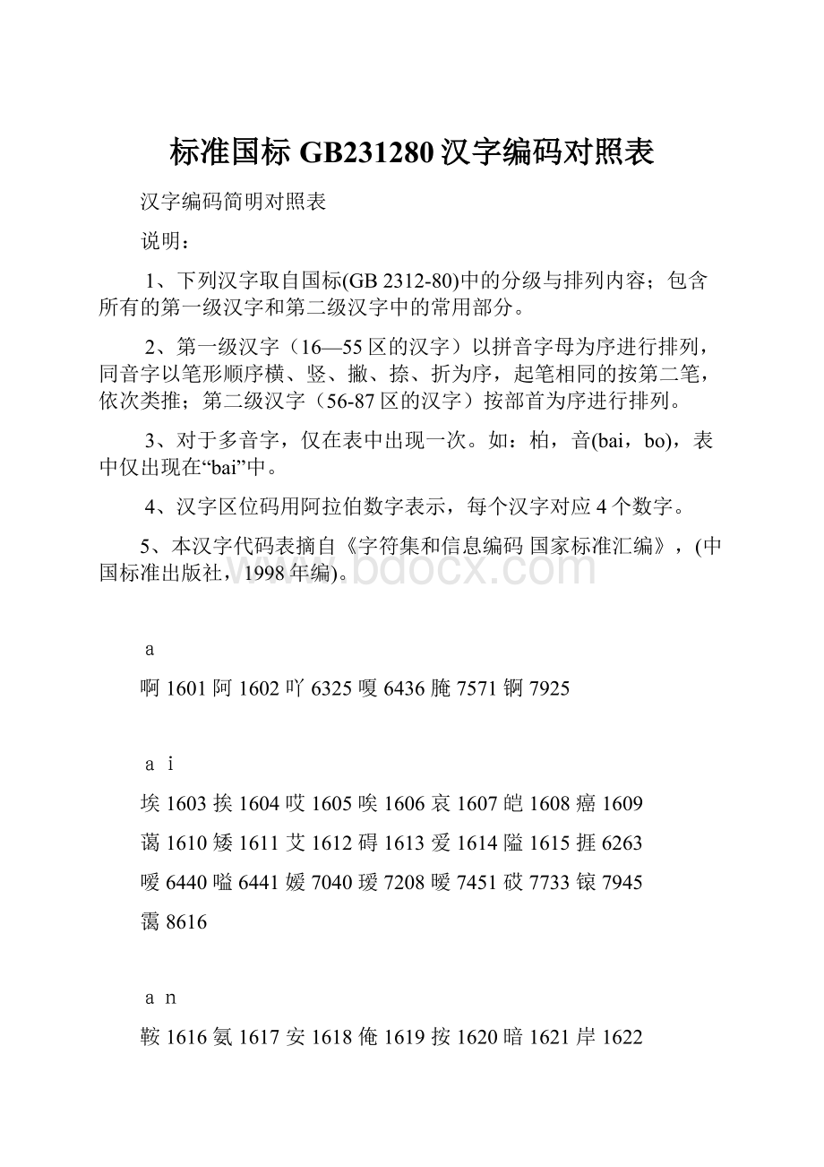 标准国标GB231280汉字编码对照表.docx_第1页