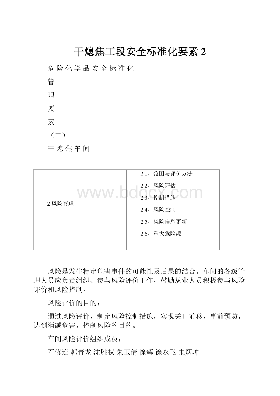 干熄焦工段安全标准化要素2.docx