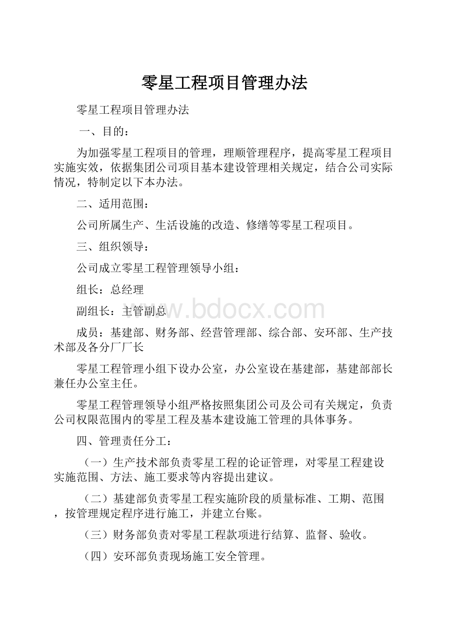 零星工程项目管理办法.docx