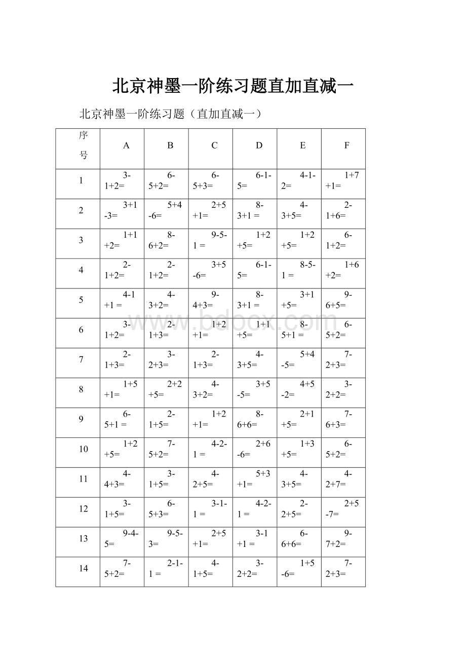 北京神墨一阶练习题直加直减一.docx_第1页