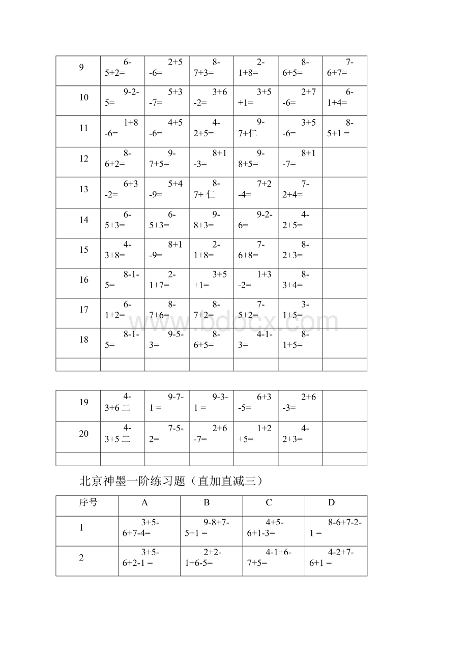 北京神墨一阶练习题直加直减一.docx_第3页