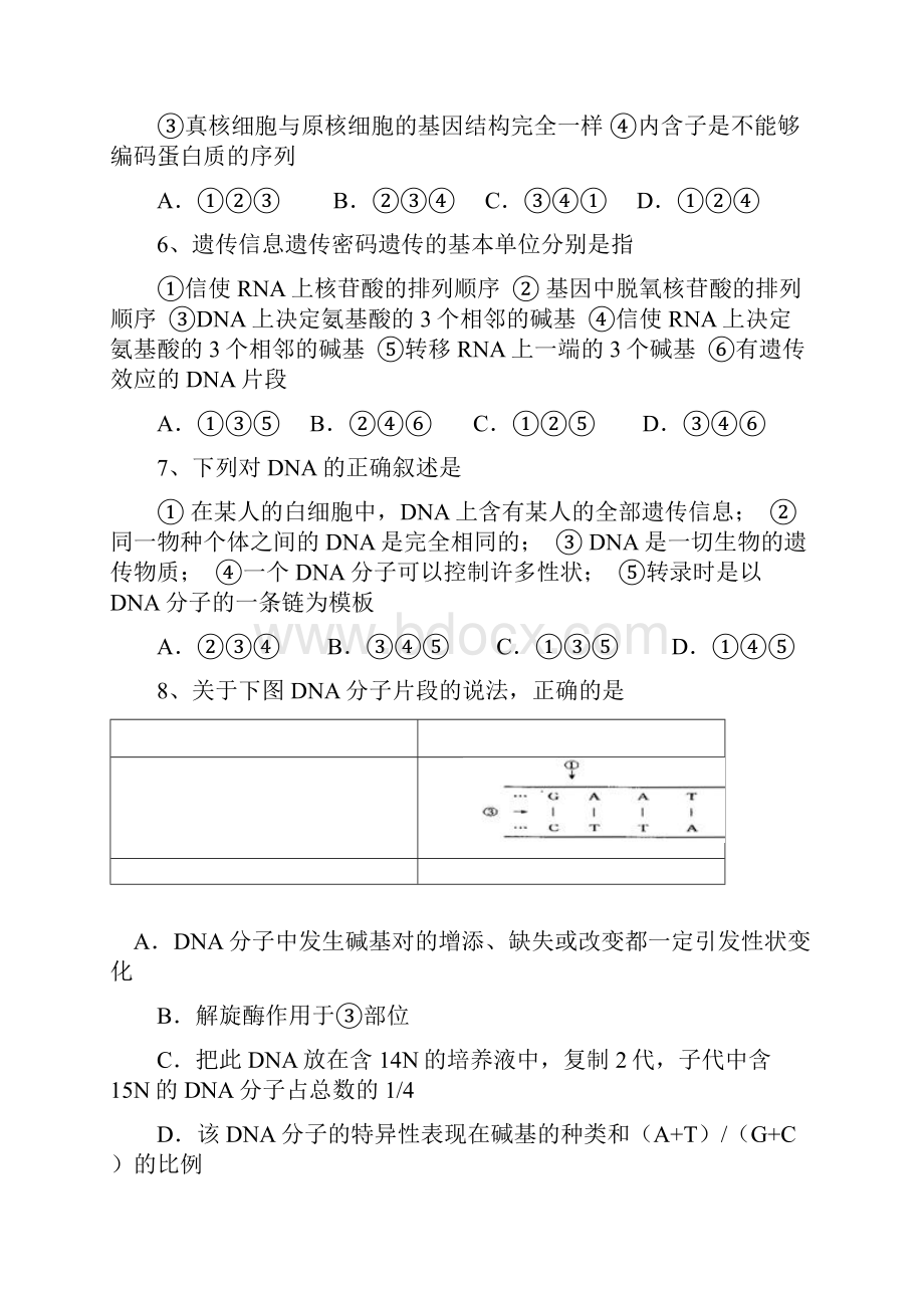 基因分子结构表达试题.docx_第2页