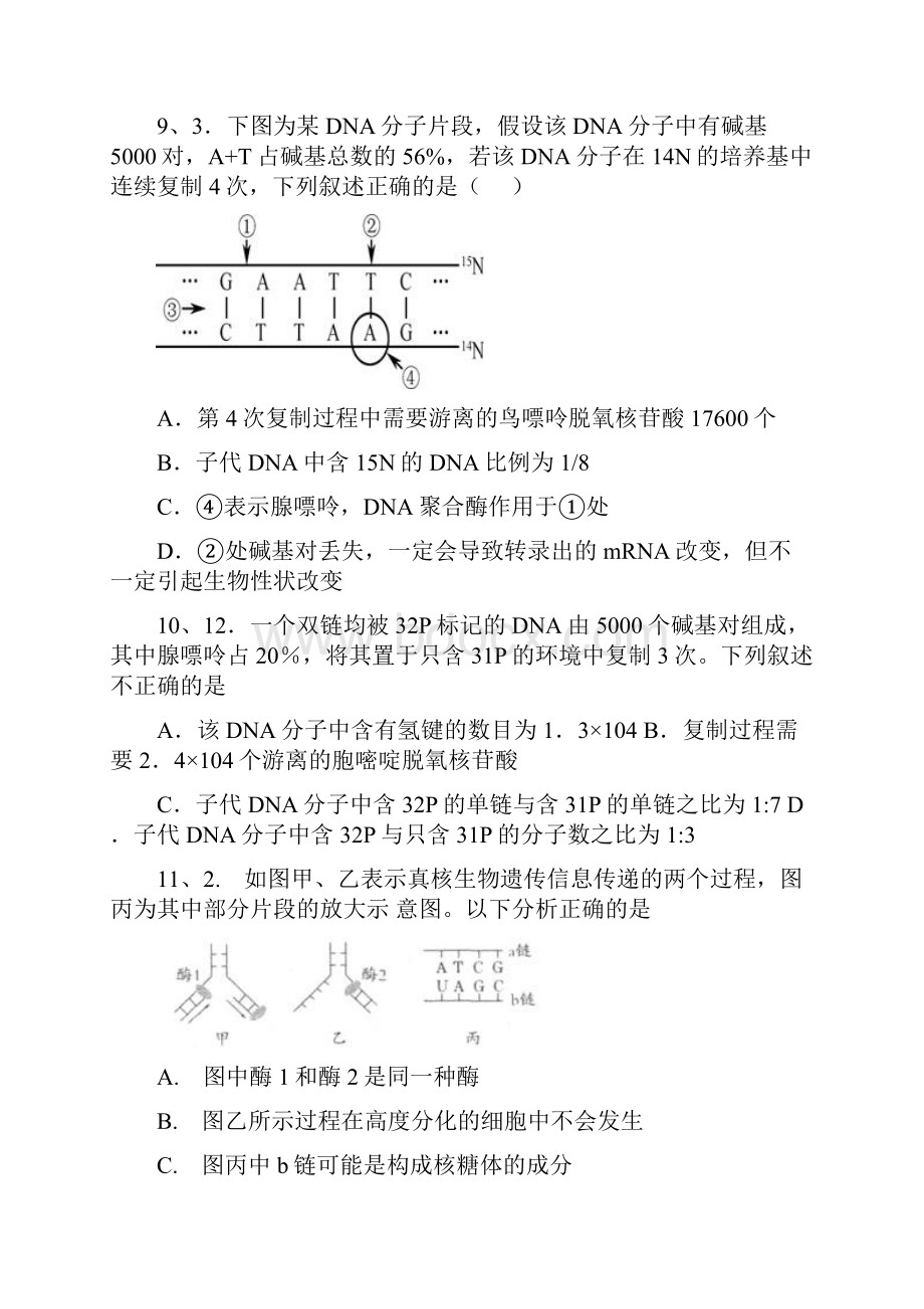 基因分子结构表达试题.docx_第3页