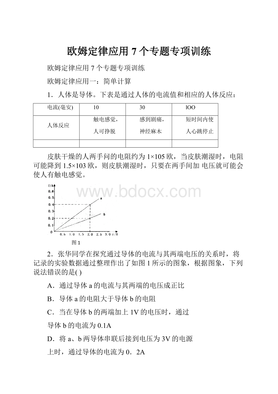 欧姆定律应用7个专题专项训练.docx