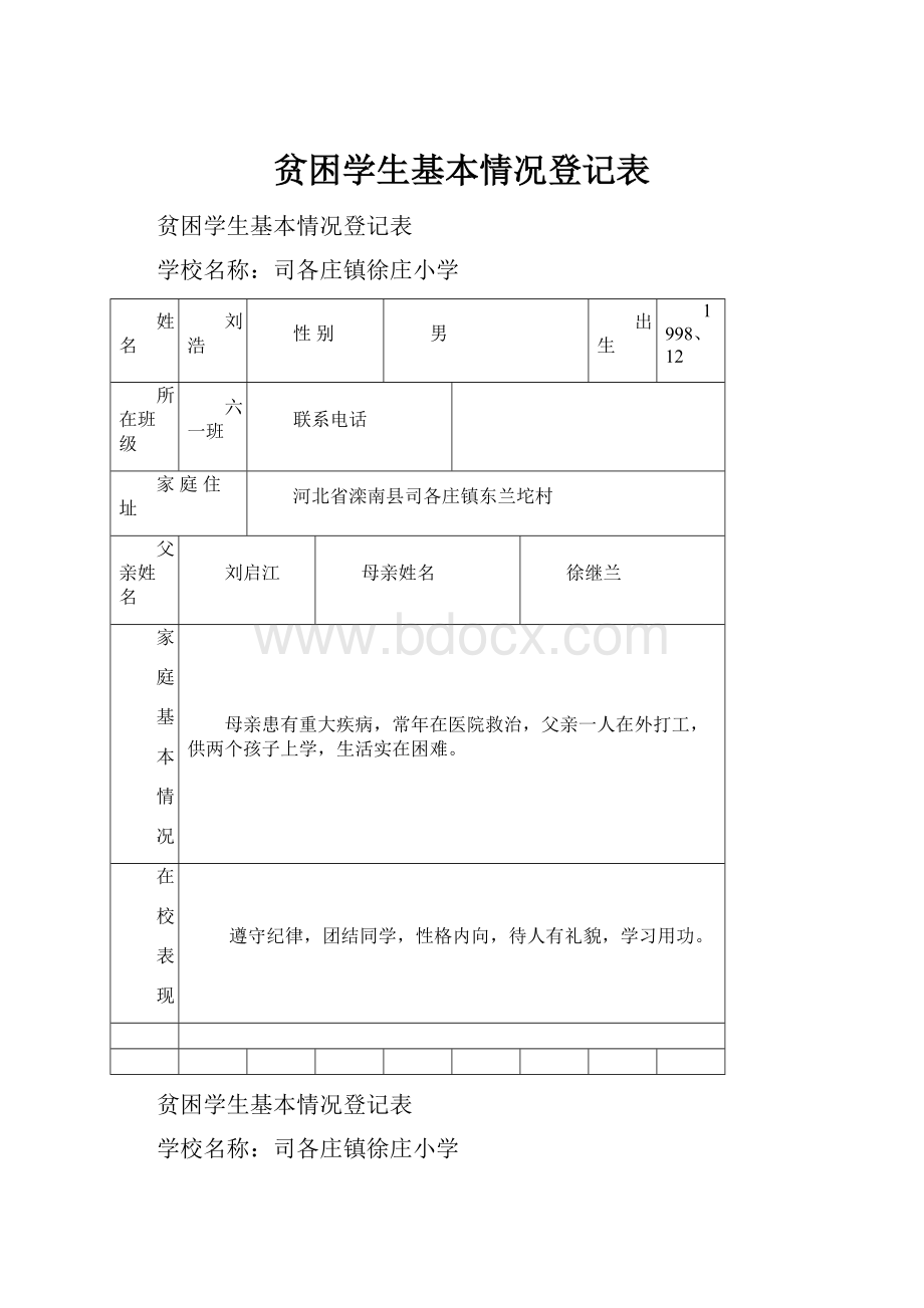 贫困学生基本情况登记表.docx