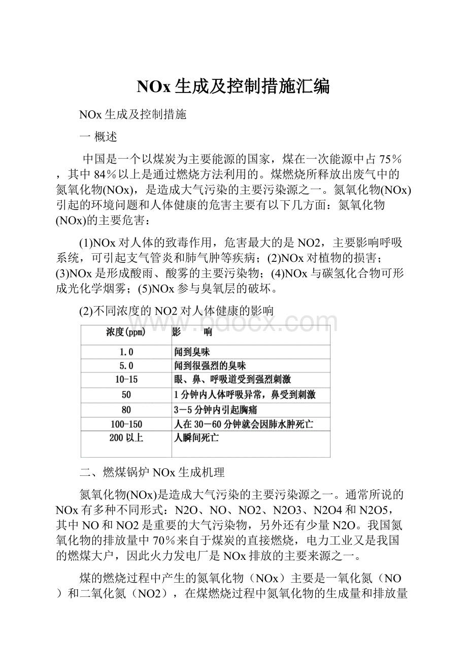 NOx生成及控制措施汇编.docx_第1页