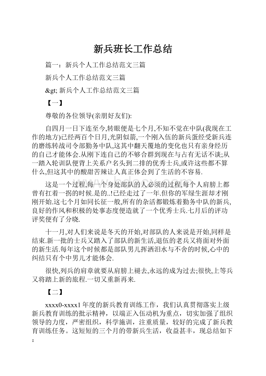 新兵班长工作总结.docx_第1页