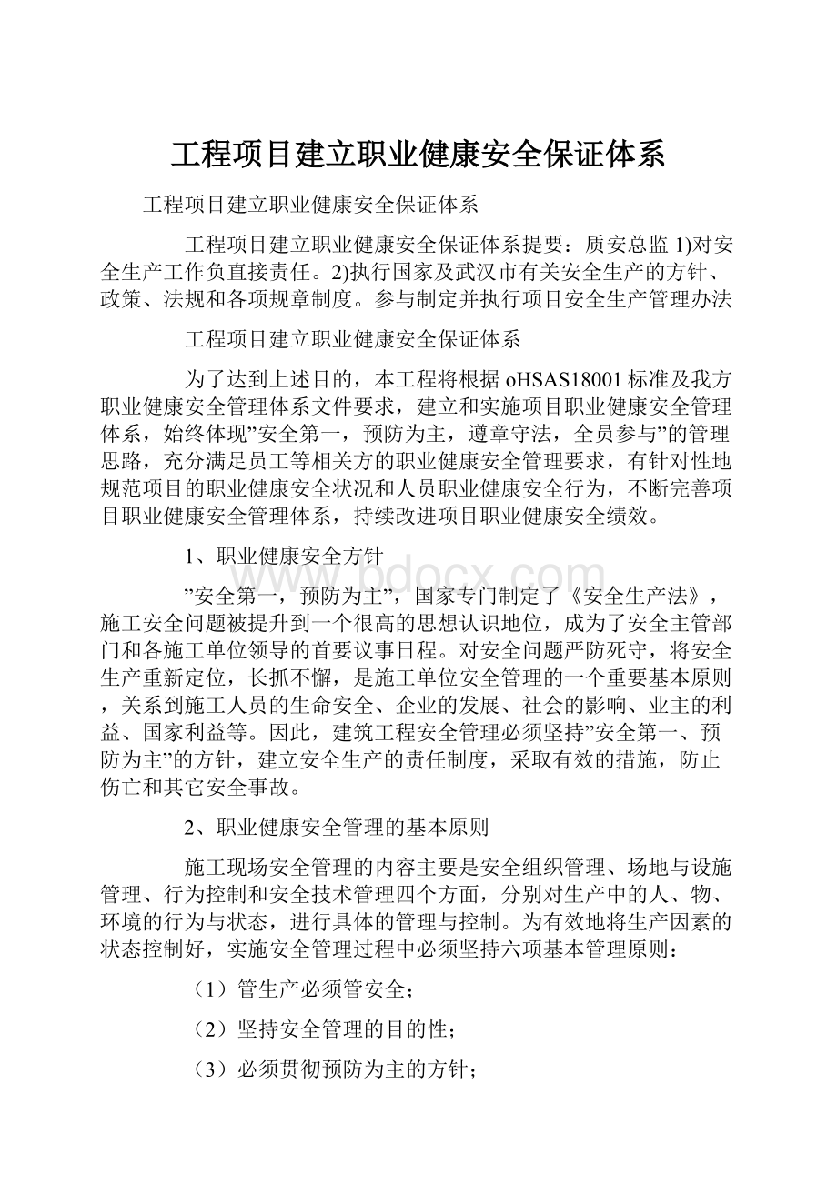 工程项目建立职业健康安全保证体系.docx