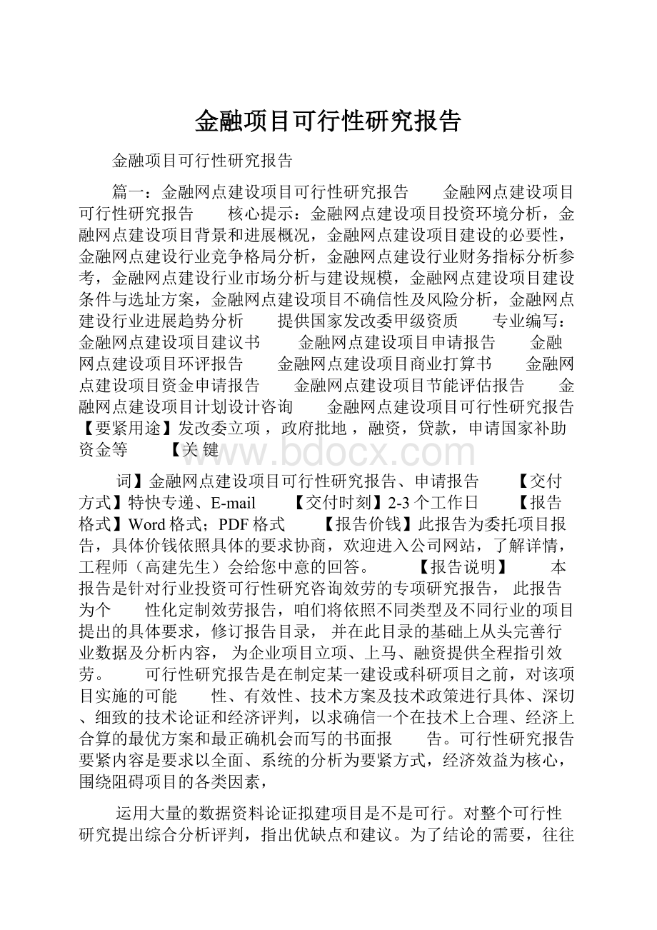 金融项目可行性研究报告.docx