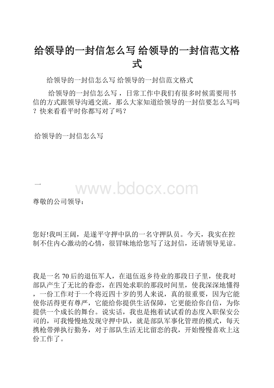 给领导的一封信怎么写 给领导的一封信范文格式.docx