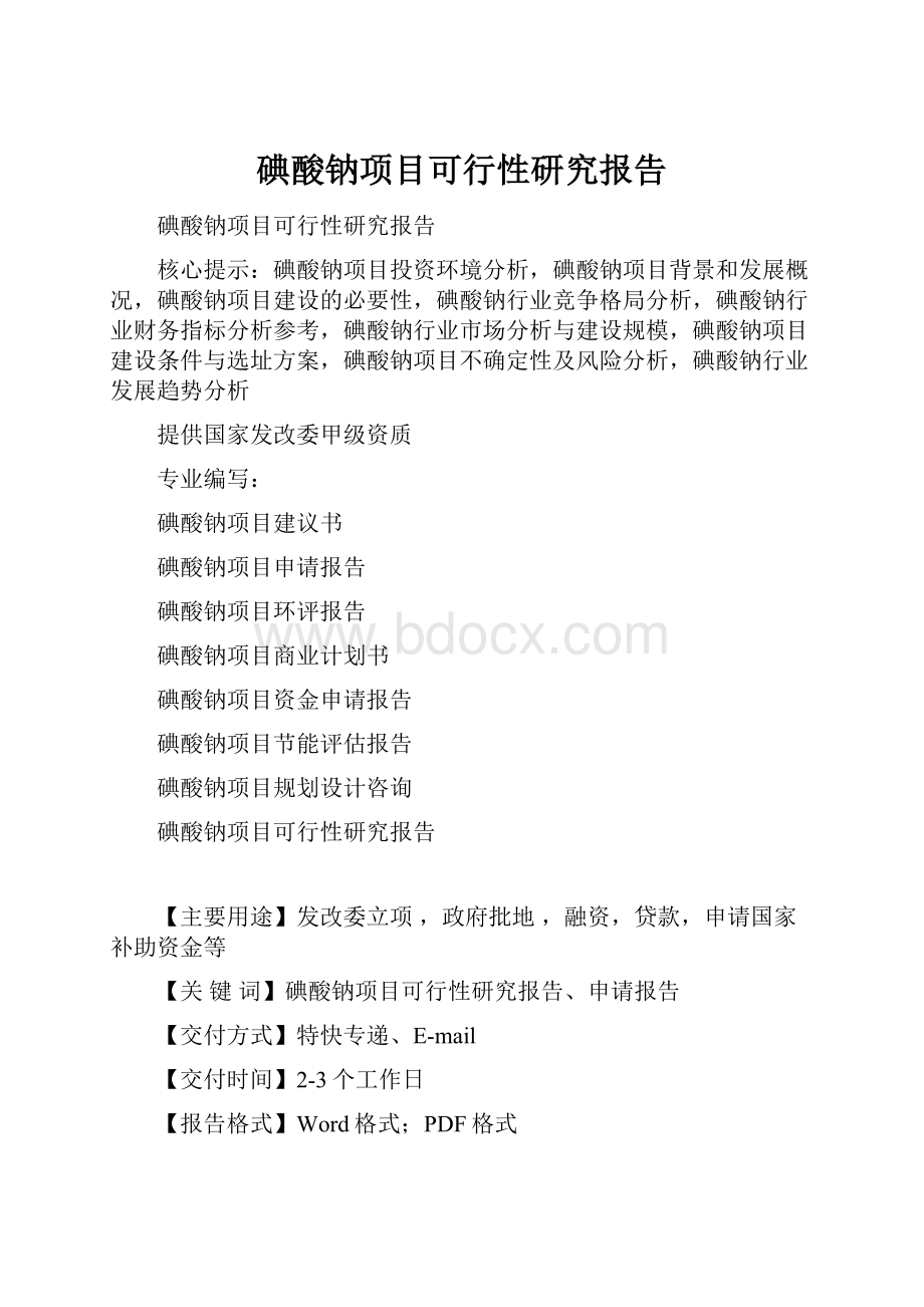 碘酸钠项目可行性研究报告.docx