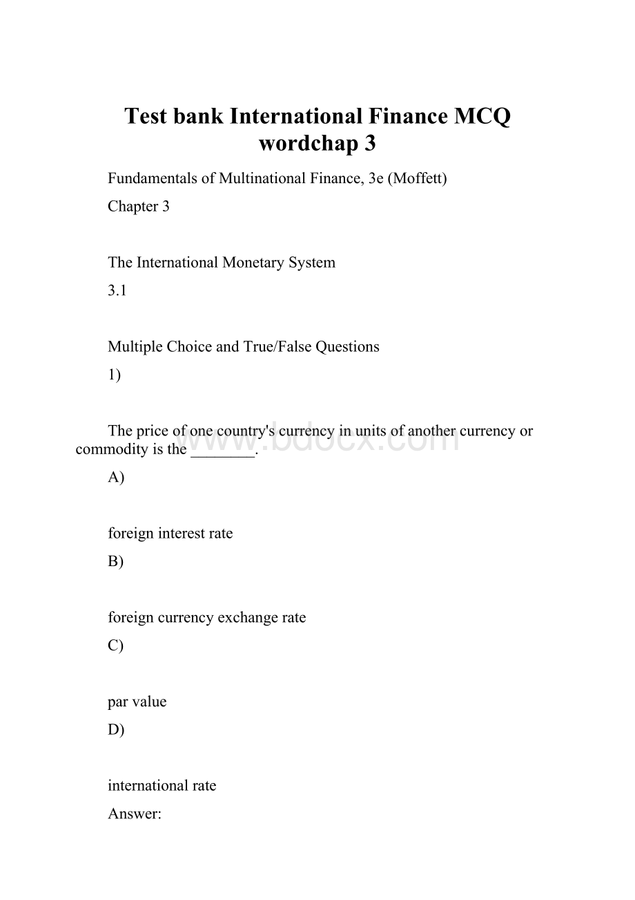 Test bank International Finance MCQ wordchap 3.docx