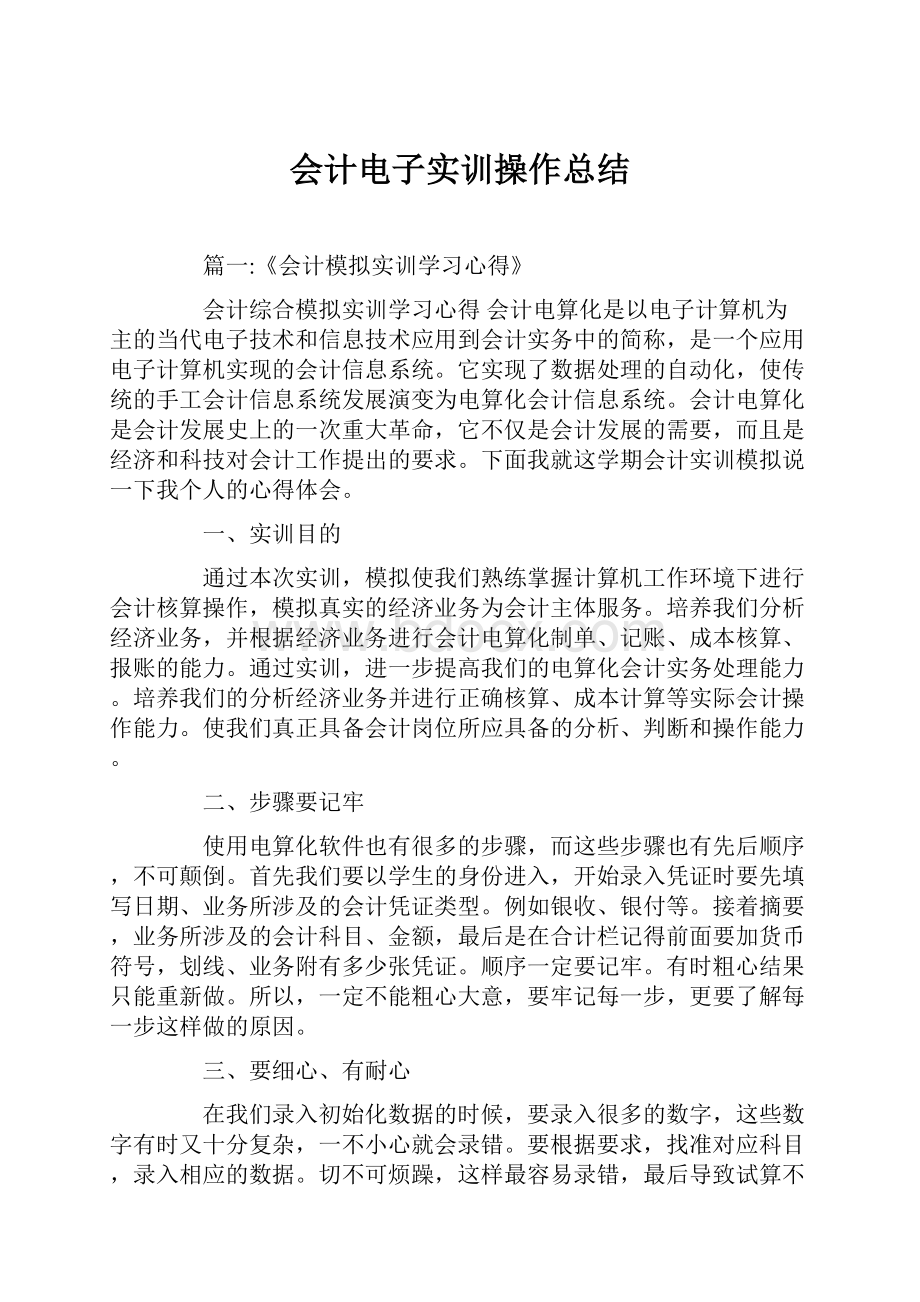 会计电子实训操作总结.docx