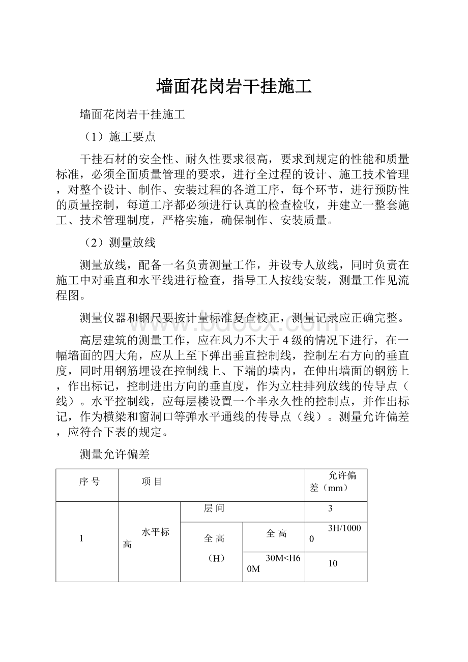 墙面花岗岩干挂施工.docx_第1页