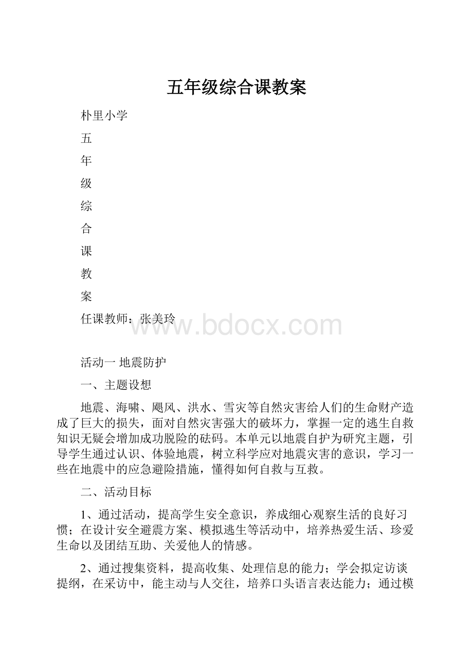 五年级综合课教案.docx_第1页