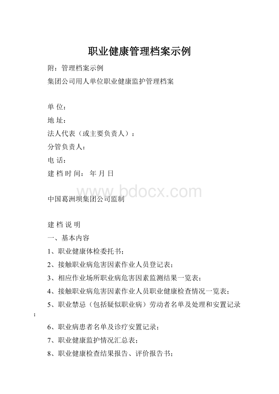 职业健康管理档案示例.docx