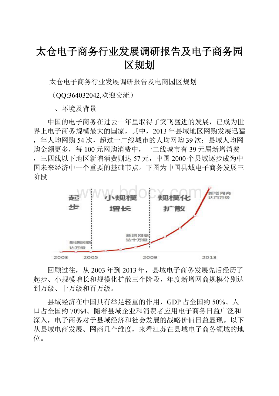 太仓电子商务行业发展调研报告及电子商务园区规划.docx