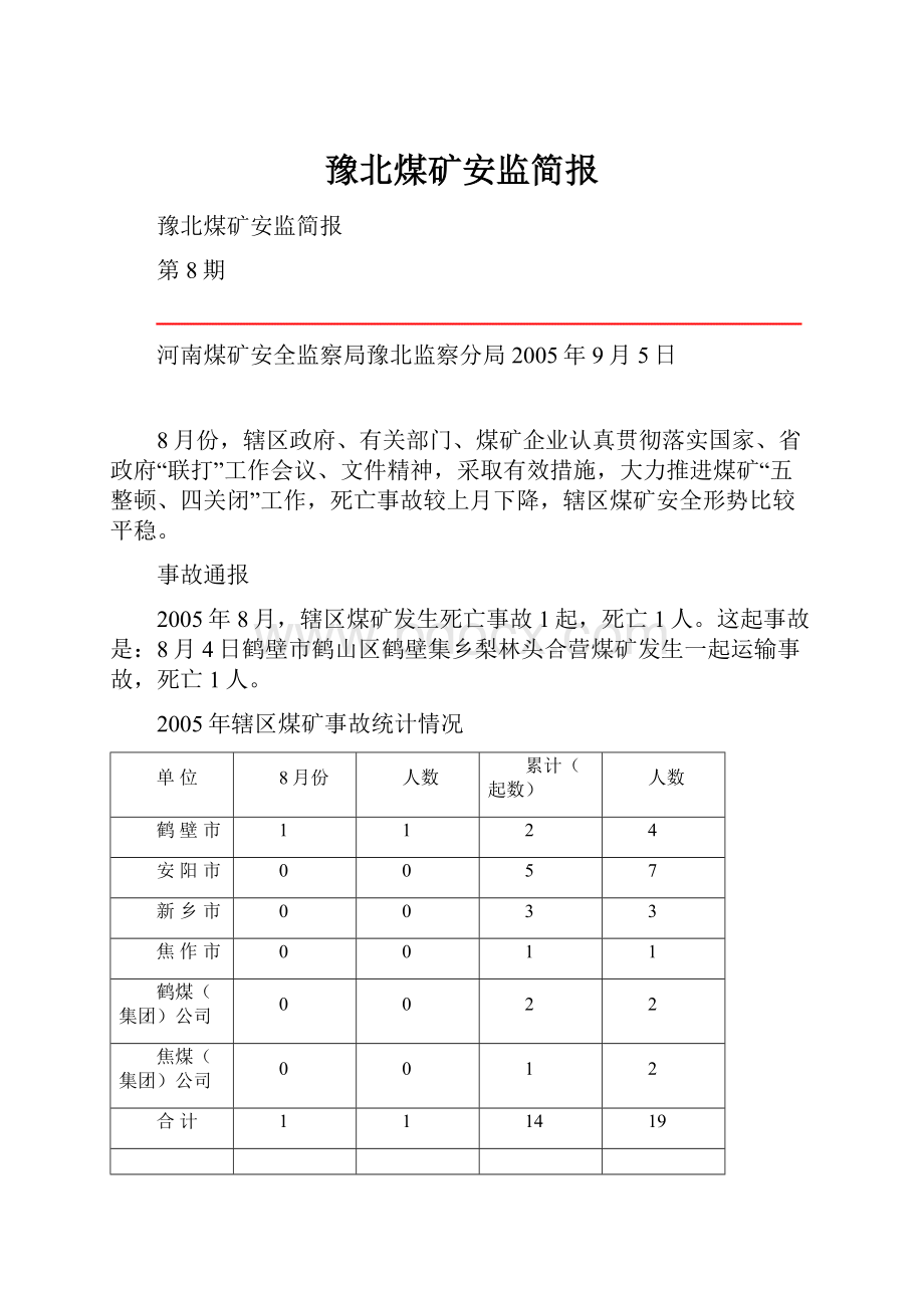 豫北煤矿安监简报.docx