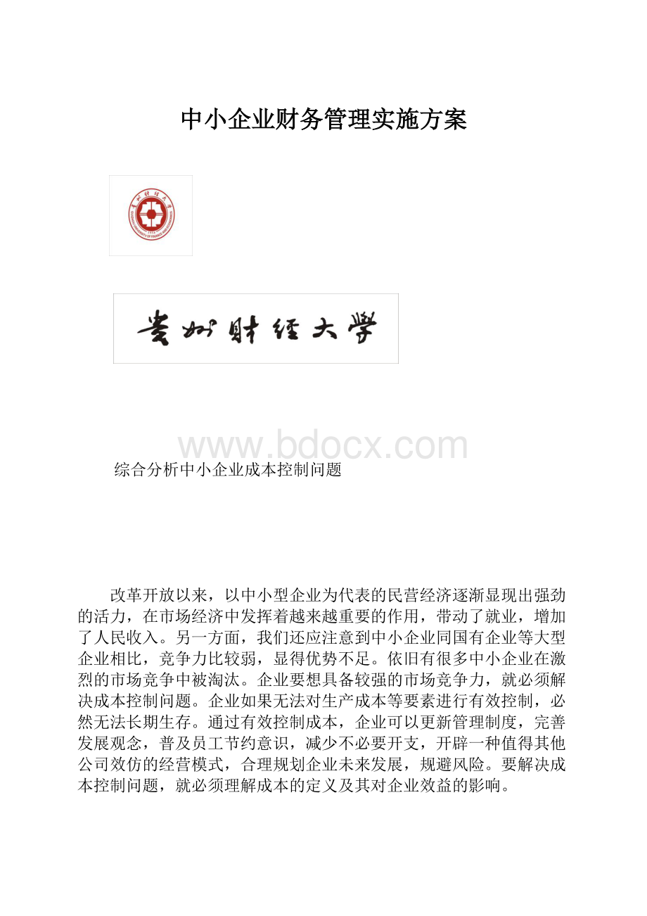 中小企业财务管理实施方案.docx_第1页