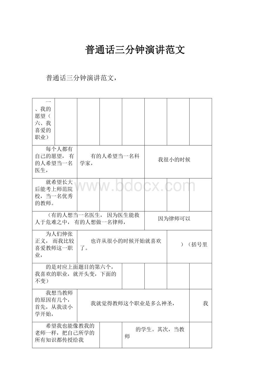 普通话三分钟演讲范文.docx