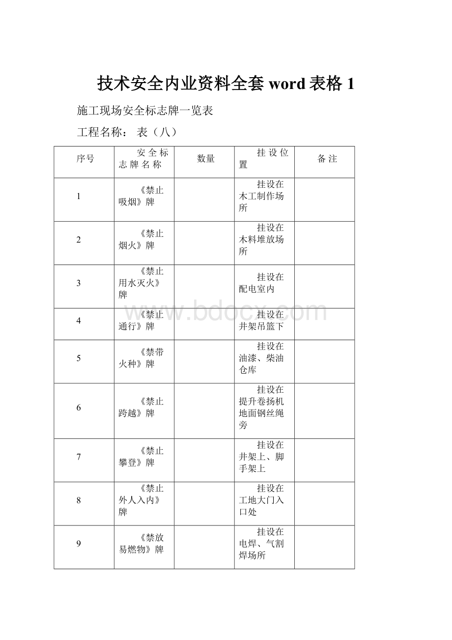 技术安全内业资料全套word表格1.docx