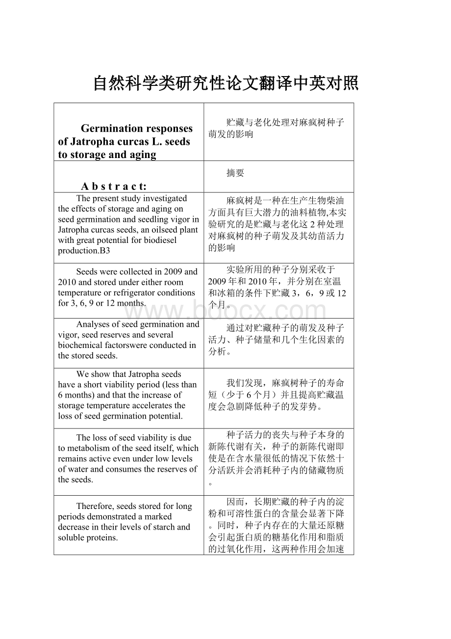 自然科学类研究性论文翻译中英对照.docx