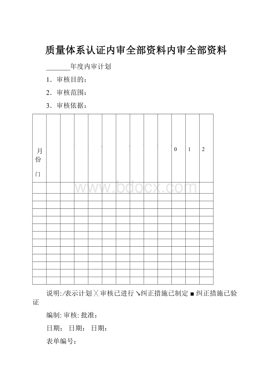 质量体系认证内审全部资料内审全部资料.docx