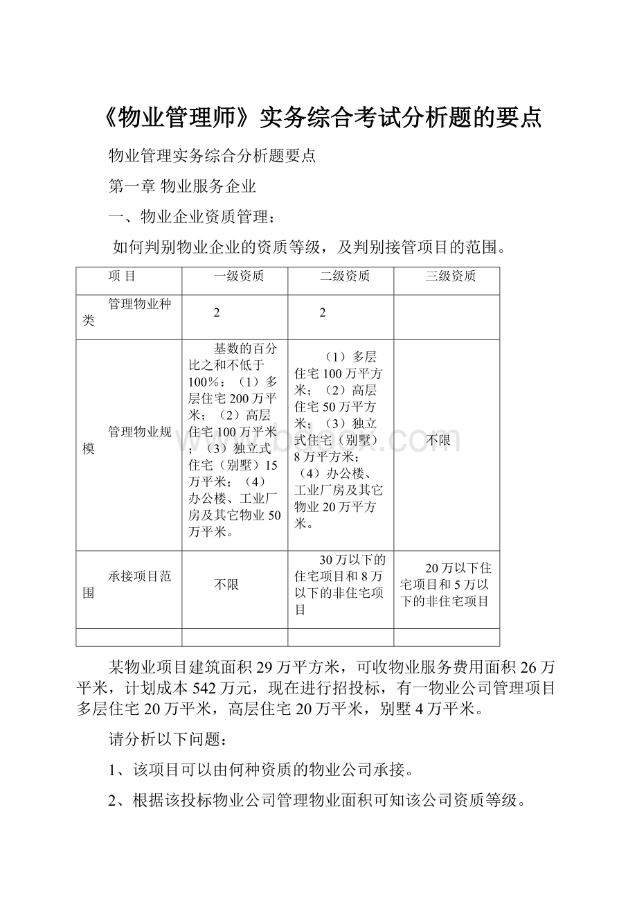 《物业管理师》实务综合考试分析题的要点.docx