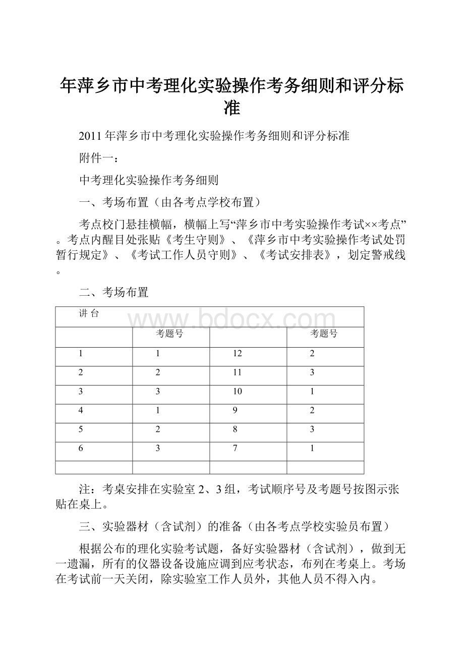 年萍乡市中考理化实验操作考务细则和评分标准.docx