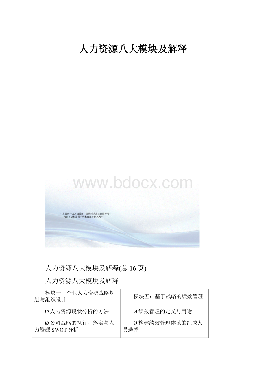 人力资源八大模块及解释.docx