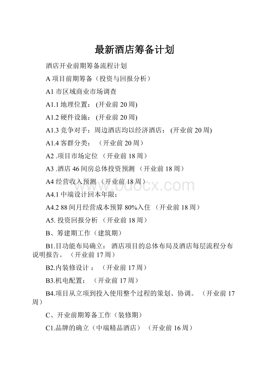 最新酒店筹备计划.docx