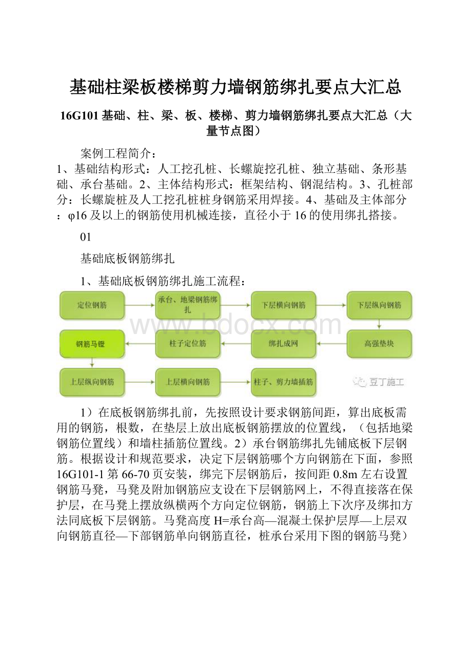 基础柱梁板楼梯剪力墙钢筋绑扎要点大汇总.docx