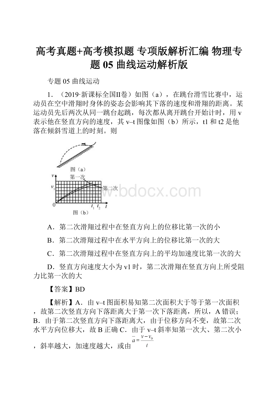 高考真题+高考模拟题 专项版解析汇编 物理专题05 曲线运动解析版.docx_第1页