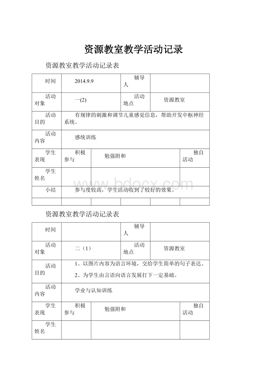 资源教室教学活动记录.docx