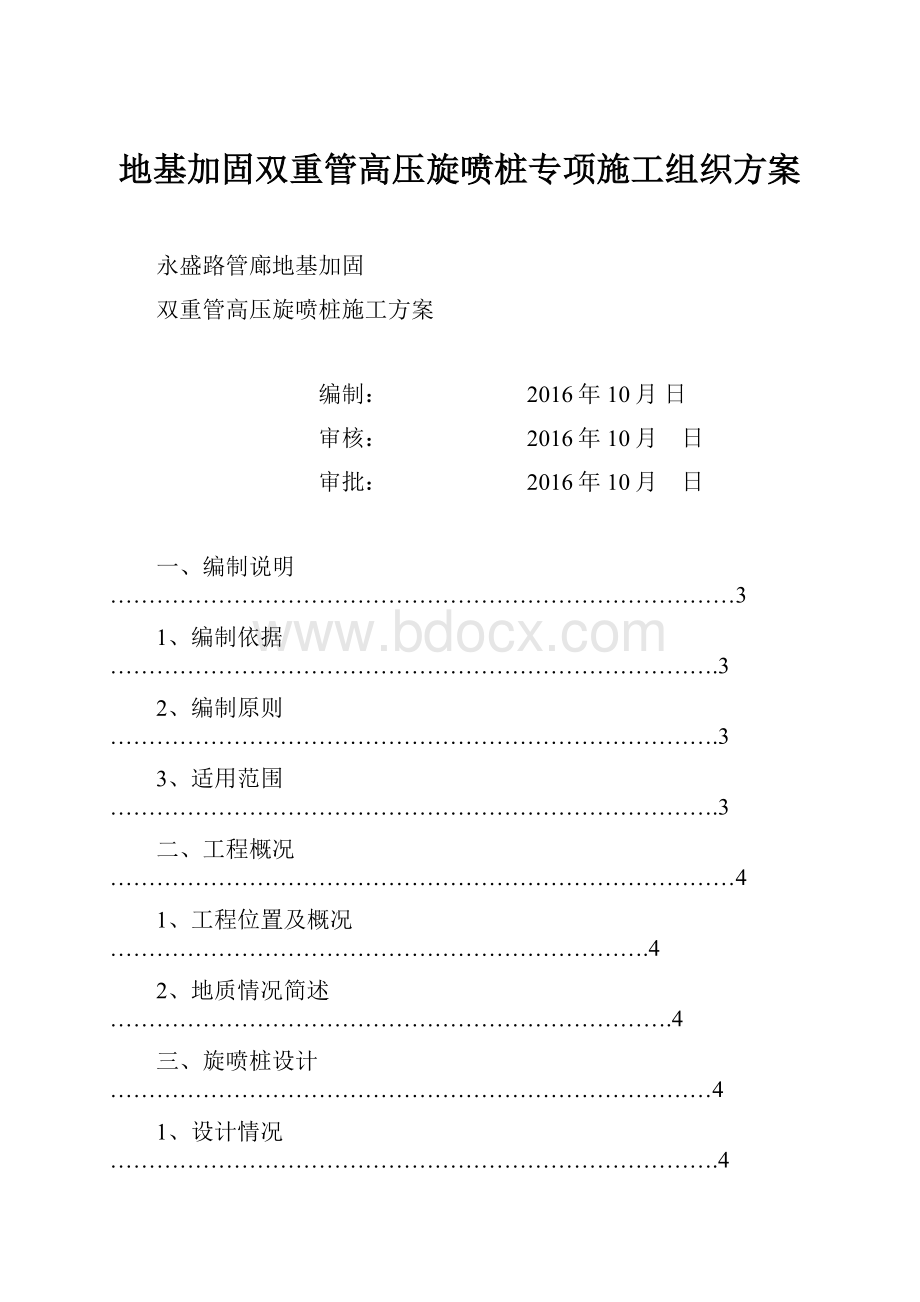 地基加固双重管高压旋喷桩专项施工组织方案.docx