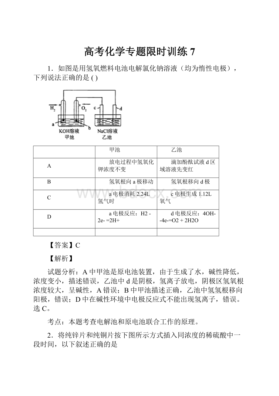 高考化学专题限时训练7.docx